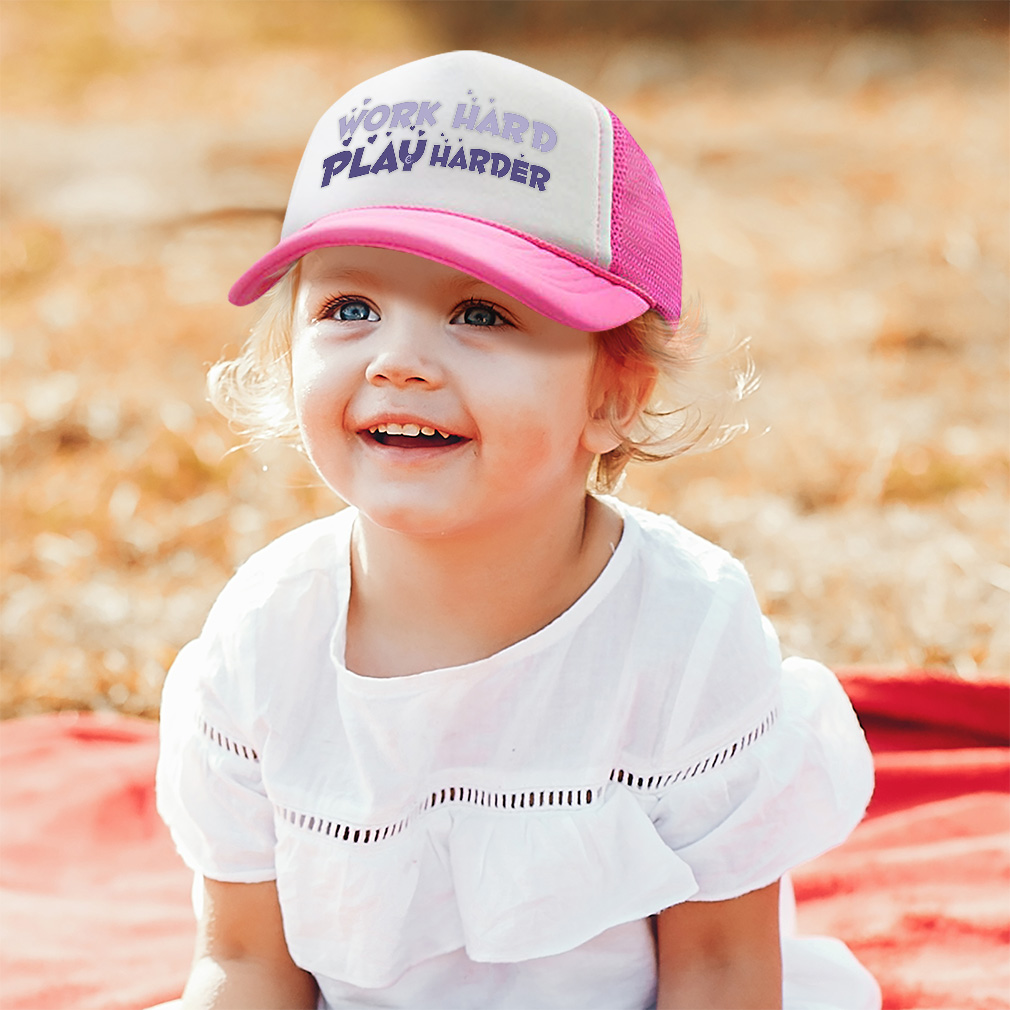 Kids Trucker Hat Work Hard Play Harder Love Polyester Boys Caps & Girls Caps - Picture 2 of 7