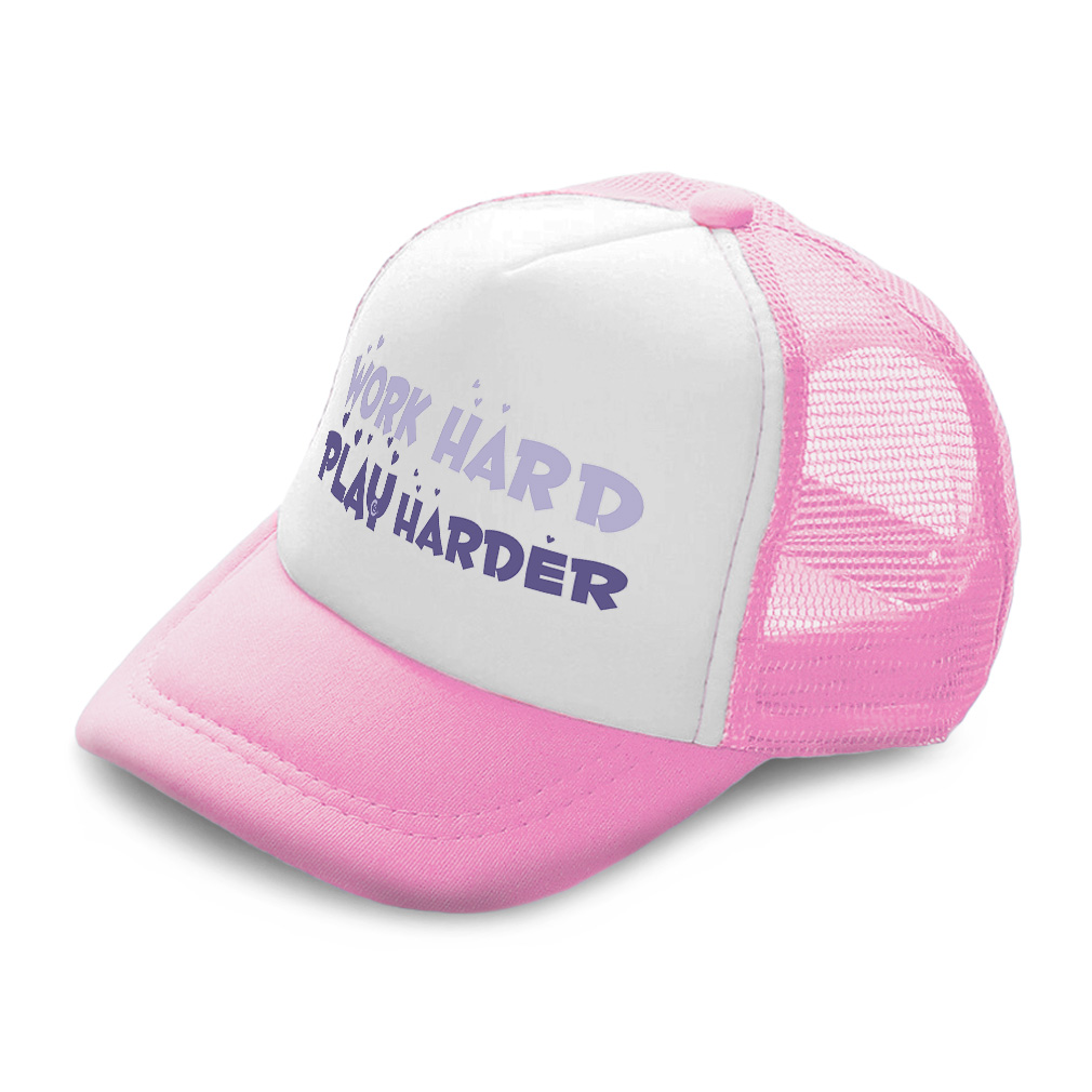 Kids Trucker Hat Work Hard Play Harder Love Polyester Boys Caps & Girls Caps - Picture 7 of 7
