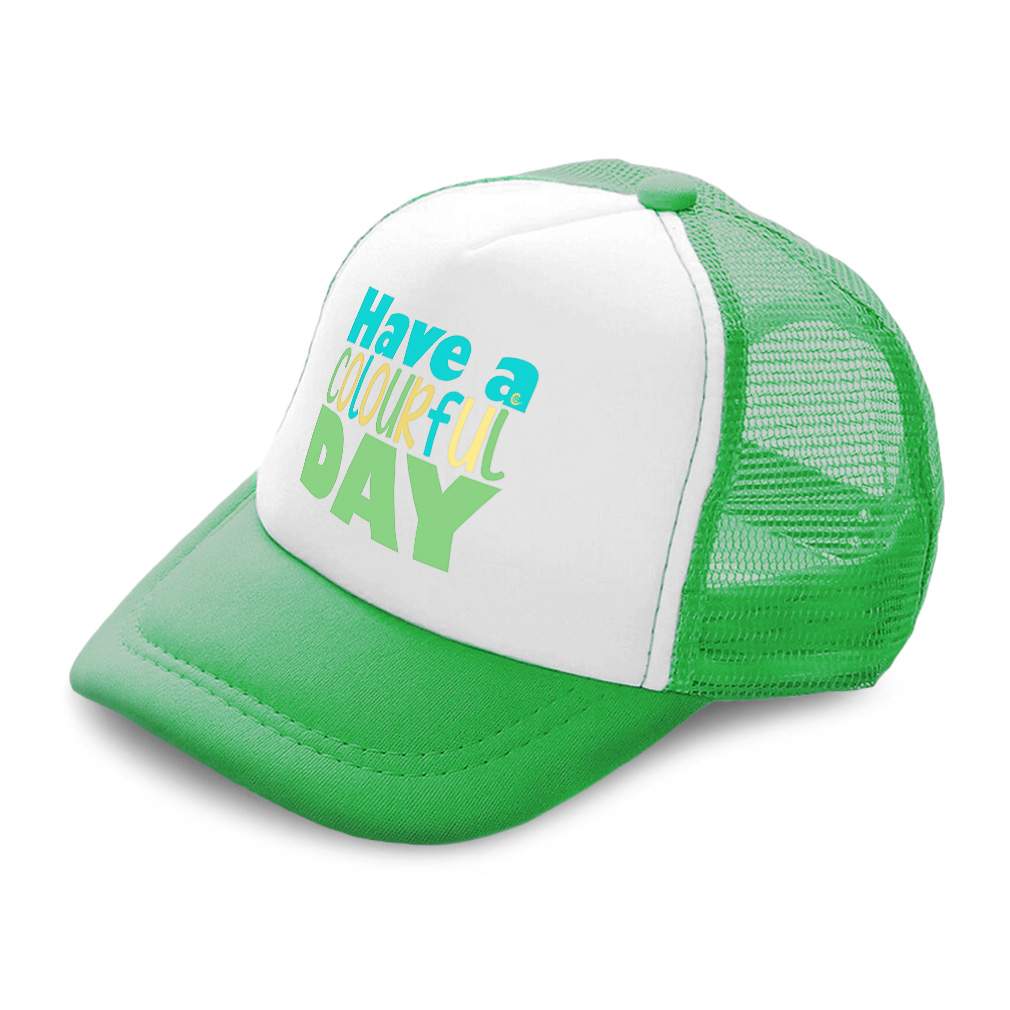 Kids Trucker Hat Have A Colourful Day Polyester Boys Caps & Girls Caps - Picture 5 of 7