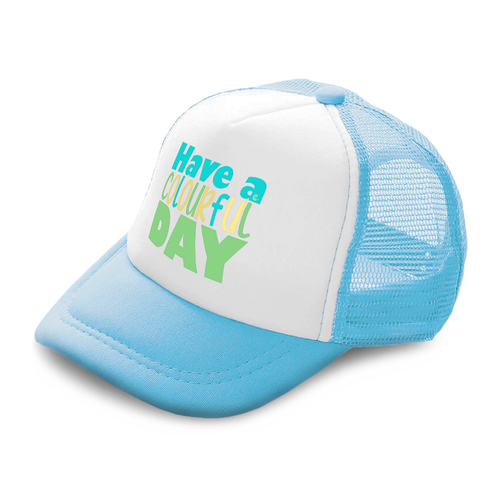 Kids Trucker Hat Have A Colourful Day Polyester Boys Caps & Girls Caps - Picture 6 of 7