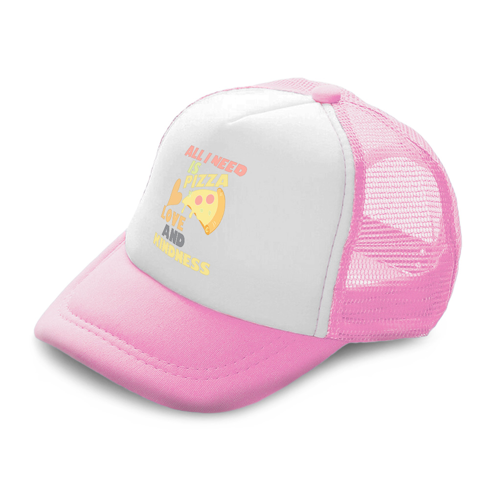 Kids Trucker Hat All I Need Is Pizza Love and Kindness Boys Caps & Girls Caps - Picture 7 of 7