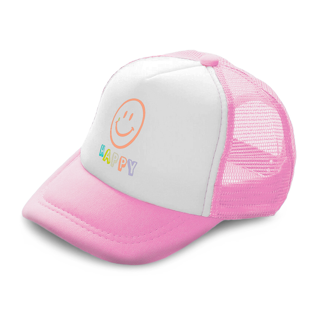 Kids Trucker Hat Happy Smiling Face Polyester Boys Caps & Girls Caps Adjustable