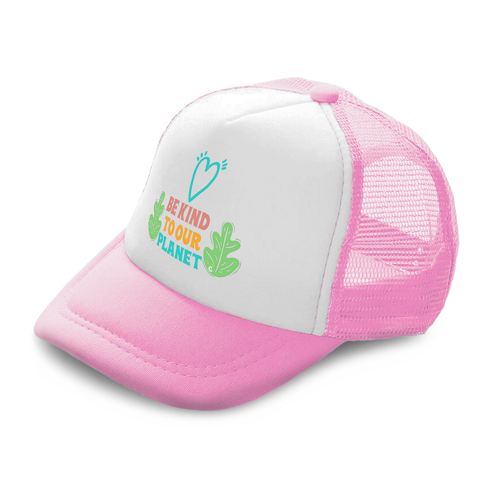 Kids Trucker Hat Be Kind to Our Planet Heart Leaves Boys Caps & Girls Caps - Picture 7 of 7