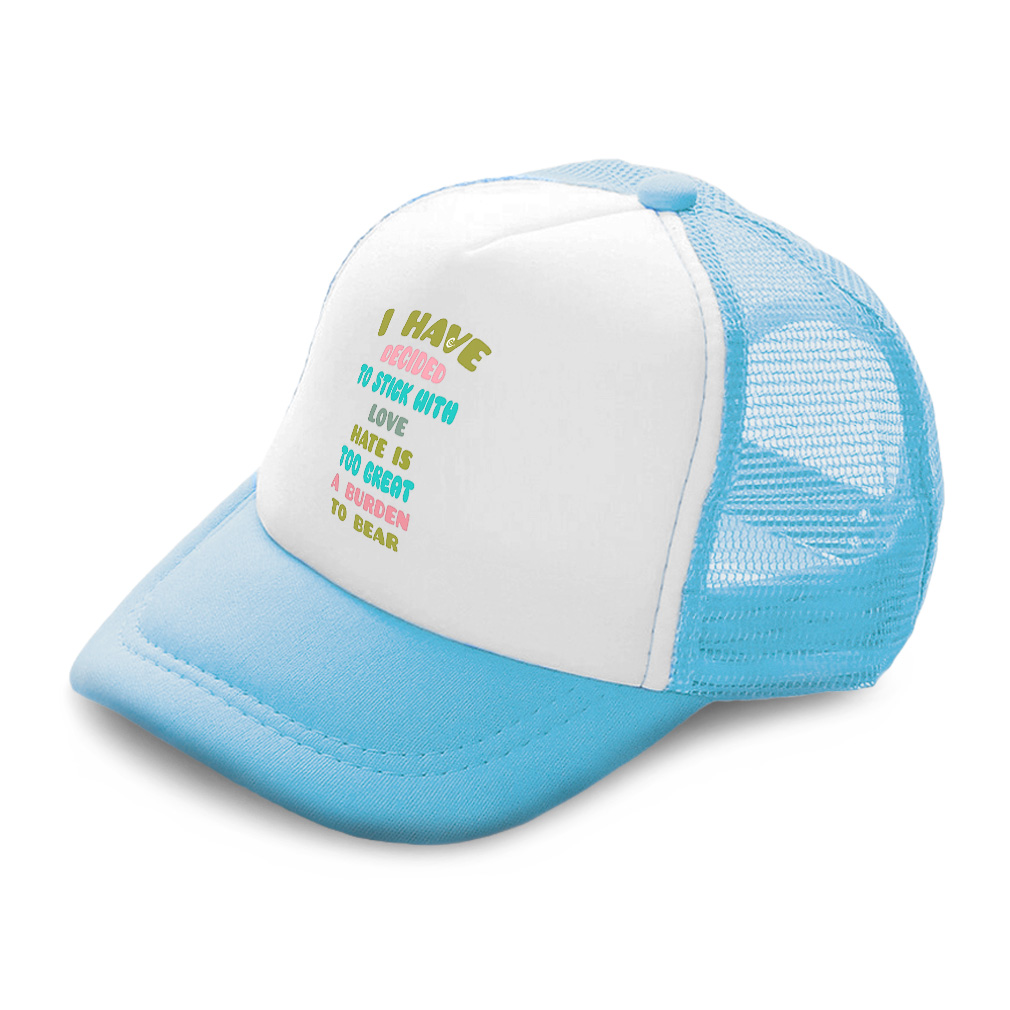 Kids Trucker Hat Decided to Stick with Love Hate Burden to Bear Polyester - Picture 6 of 7