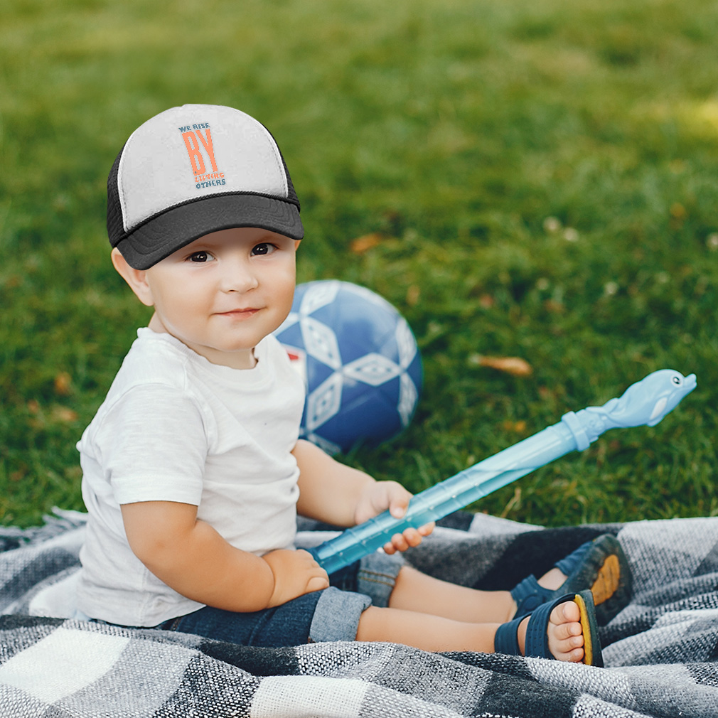 Kids Trucker Hat We Rise by Lifting Others Polyester Boys Caps &amp; Girls Caps
