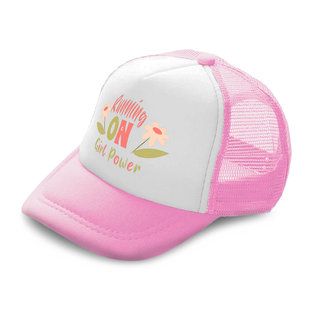 Running On Girl Power Flowers Polyester Boys Caps & Girls Ca